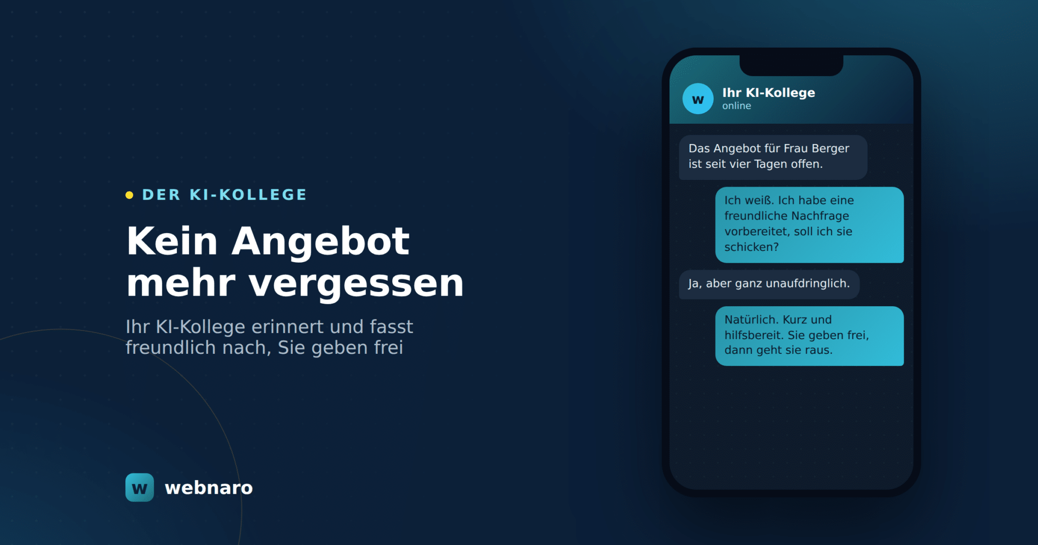 Angebote nachfassen mit einem KI-Mitarbeiter von webnaro