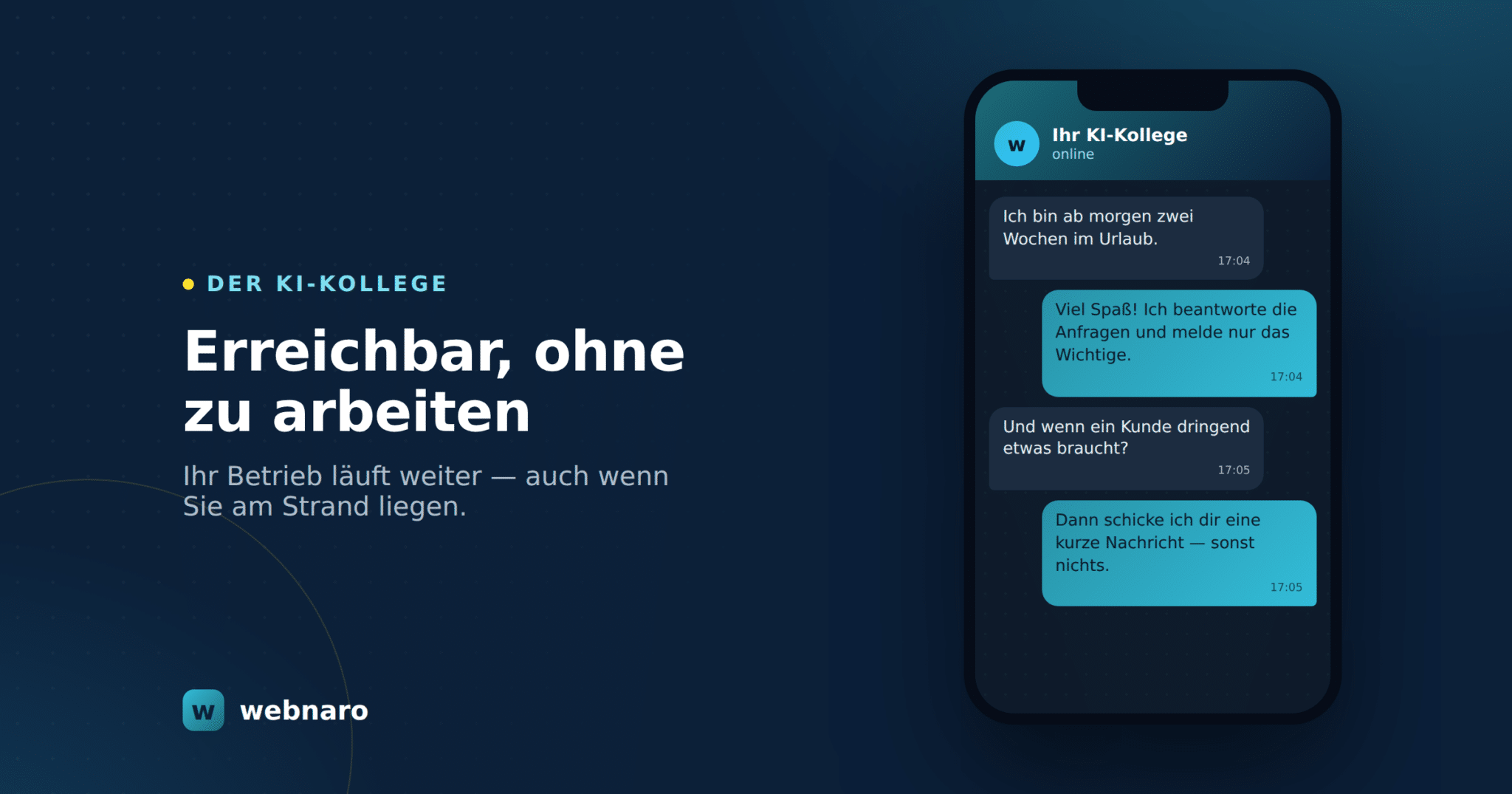 Betrieb im Urlaub mit einem KI-Mitarbeiter von webnaro