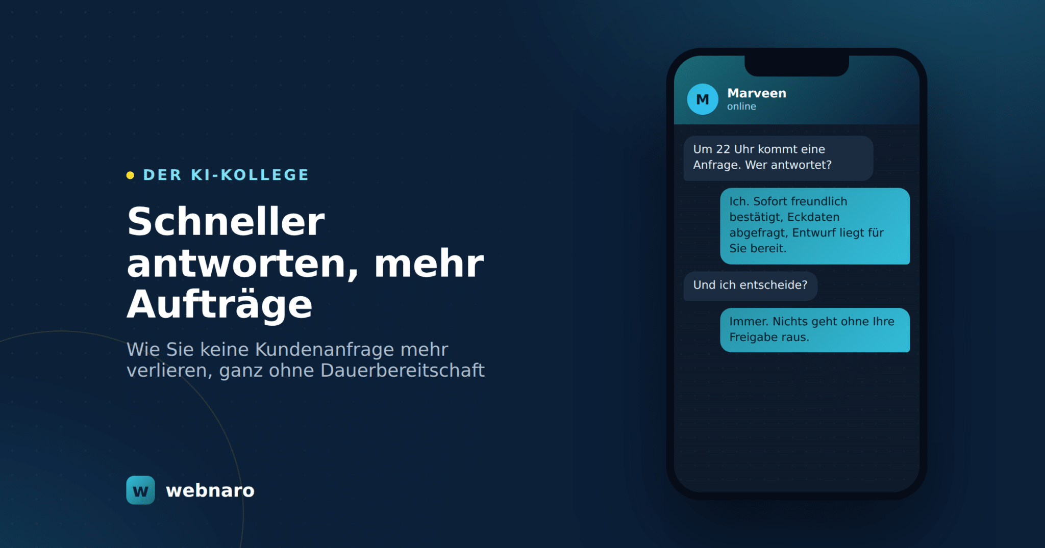 Kundenanfragen schneller beantworten mit einem KI-Mitarbeiter von webnaro