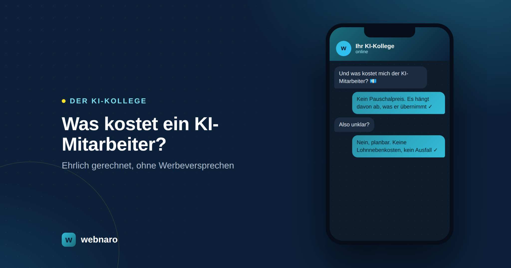 Was kostet ein KI-Mitarbeiter, ehrlich gerechnet mit webnaro