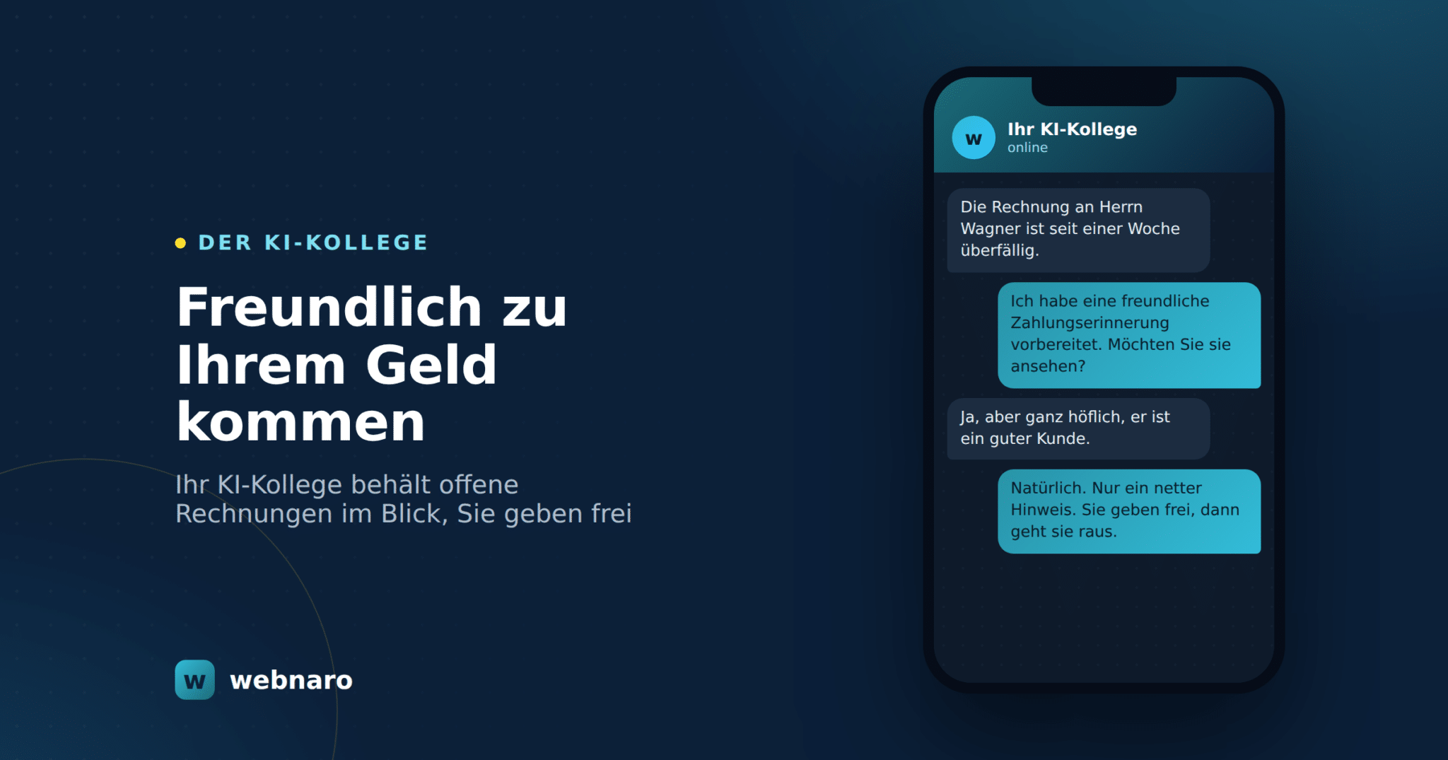 Zahlungserinnerung schreiben mit einem KI-Mitarbeiter von webnaro