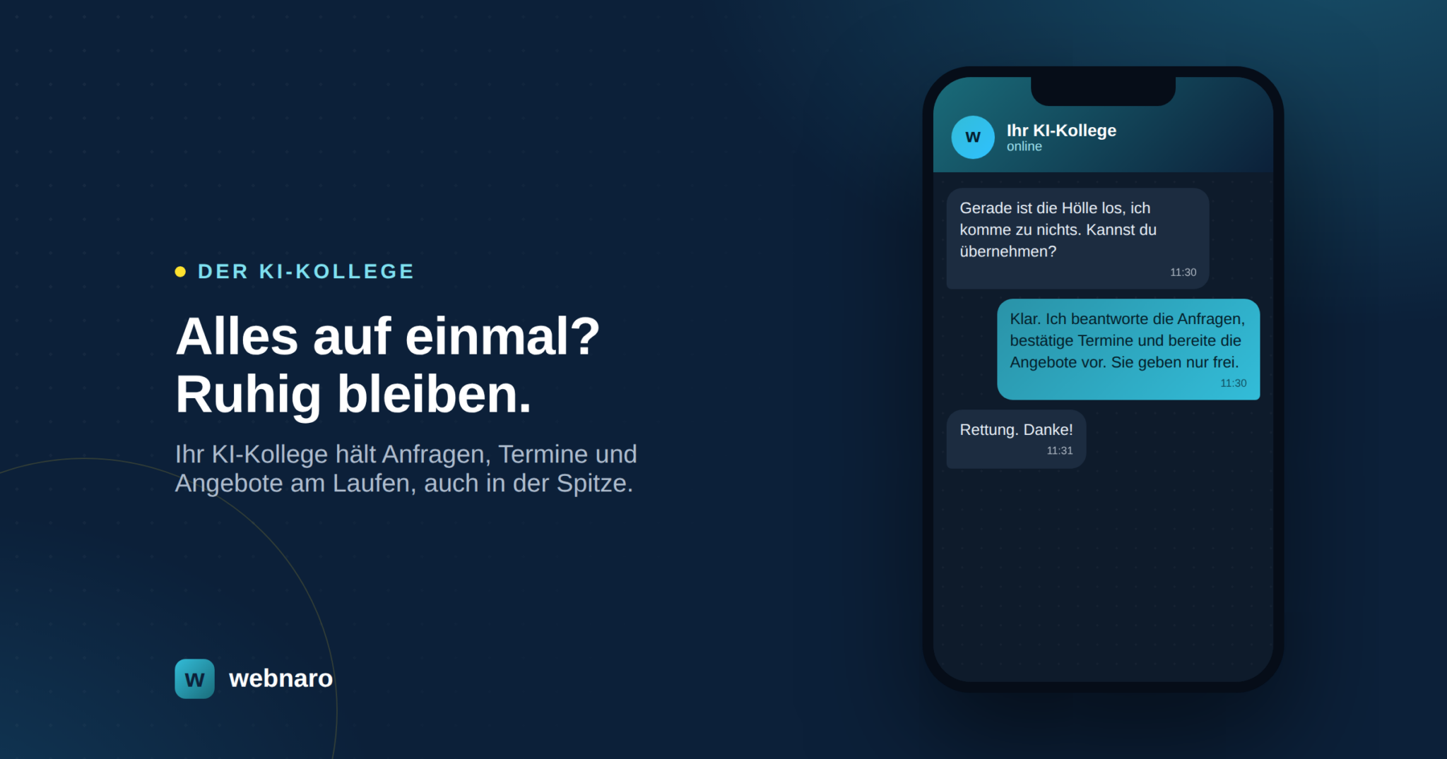 Der KI-Kollege hält in Auftragsspitzen Anfragen, Termine und Angebote am Laufen